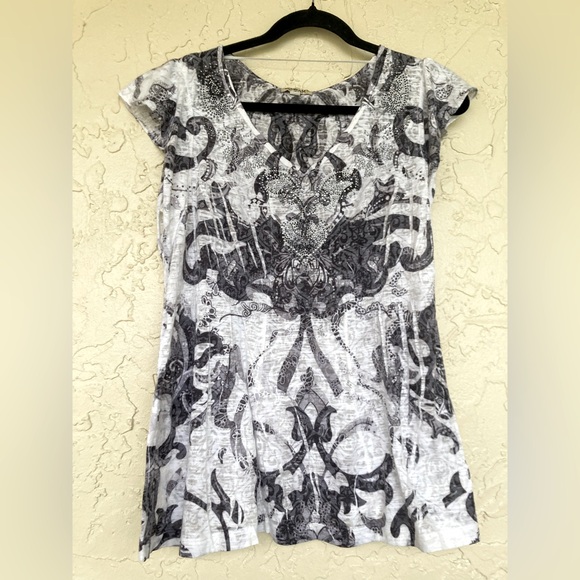 One World Black and White Patterned Top - Picture 1 of 5